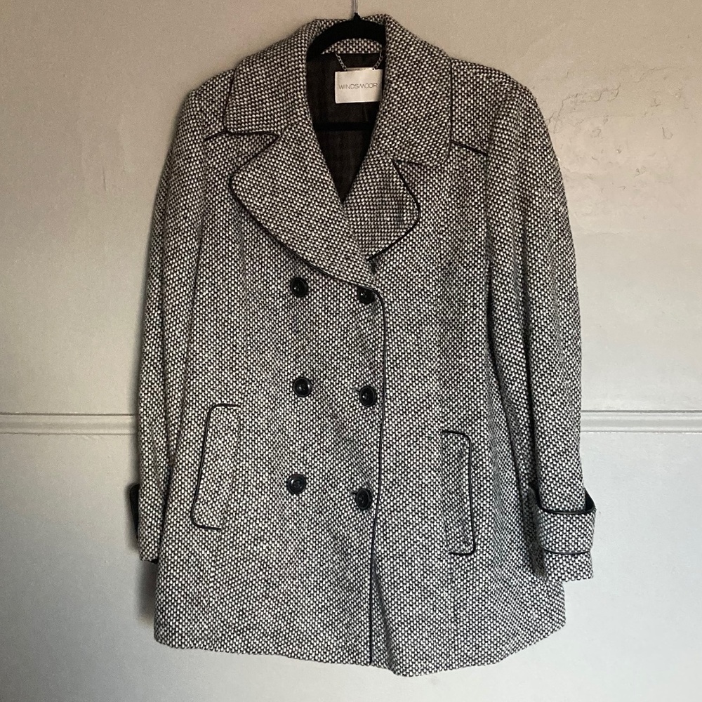 Windsmoor Black and White Twill Button Down Pea Coat